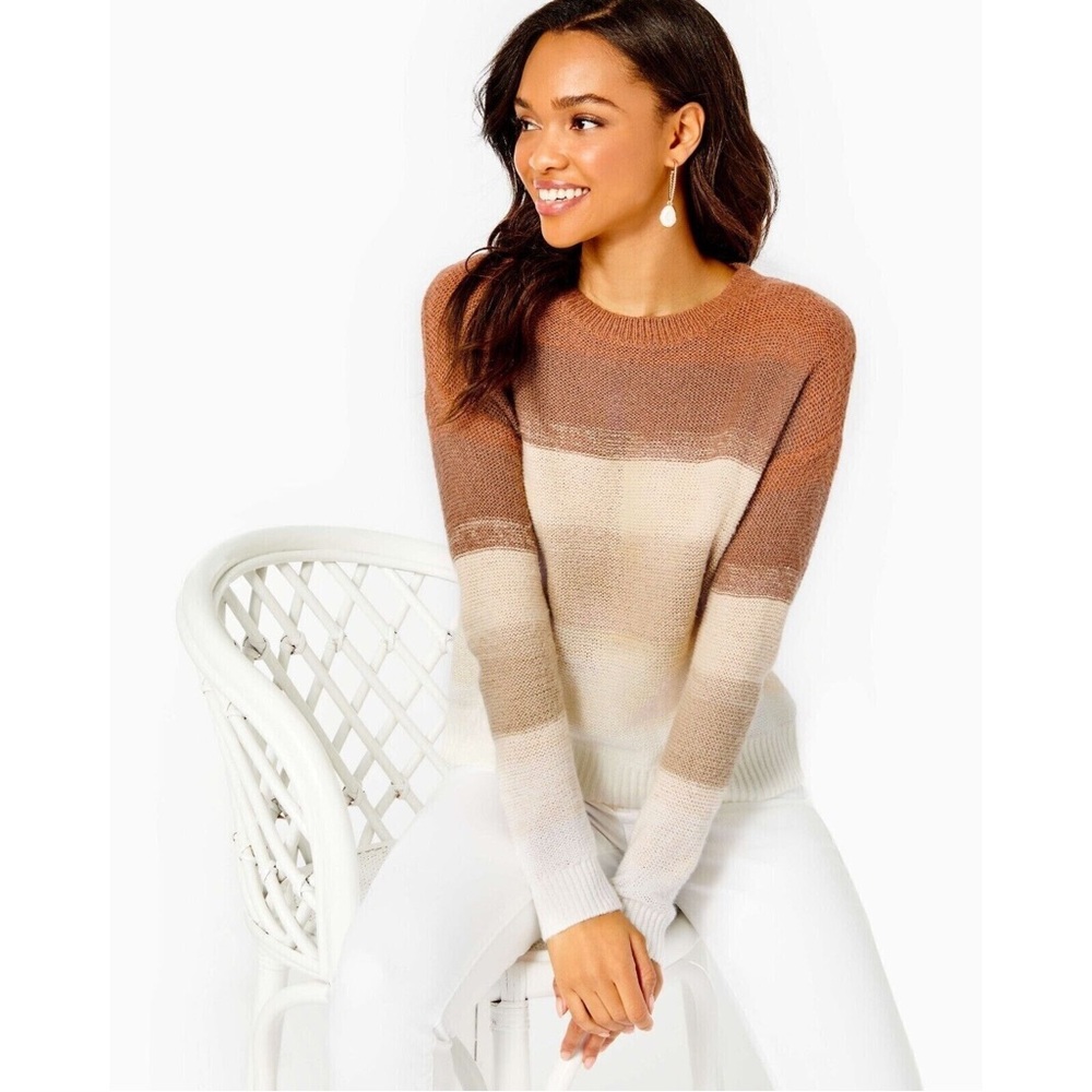 NWT Lilly Pulitzer Toffee Brown Nude Ombre Stripe Elannie Sweater